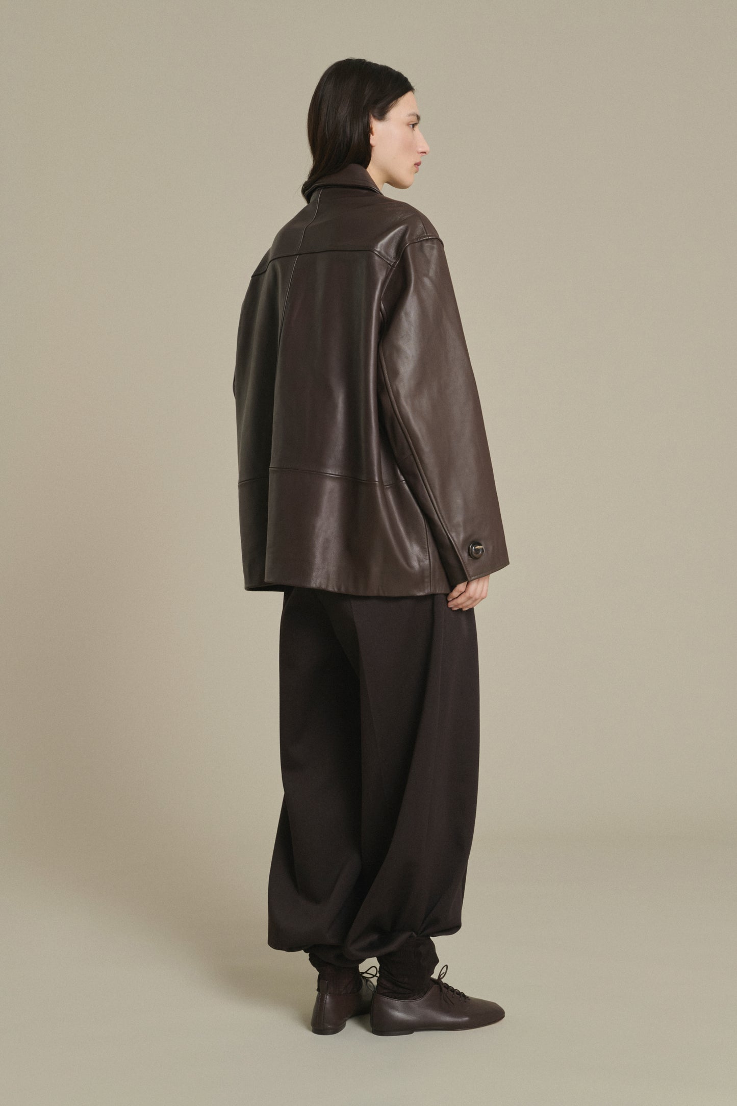 Chaqueta Vincenzo - Taupe cuero liso mujer - Soeur