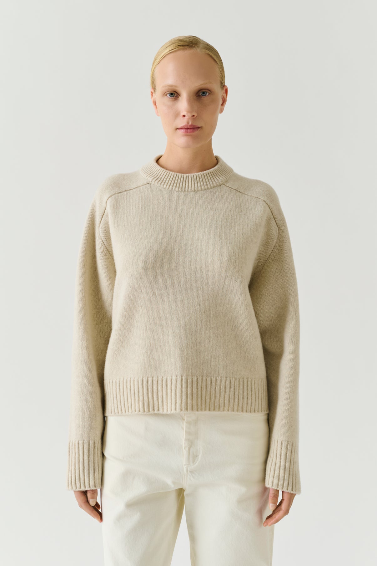 Pull Will - Écru Chiné - Laine Mérinos - Femme vue 1