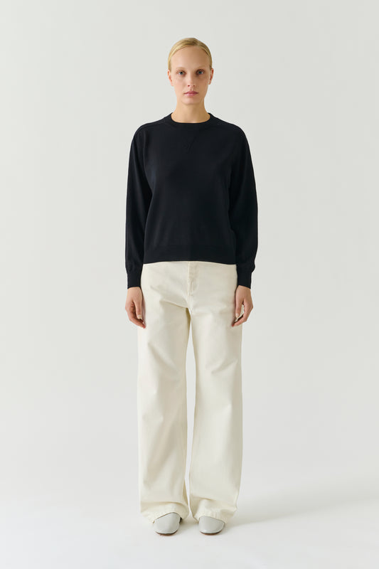Jersey Pio - Negro - Lana merino - Mujer