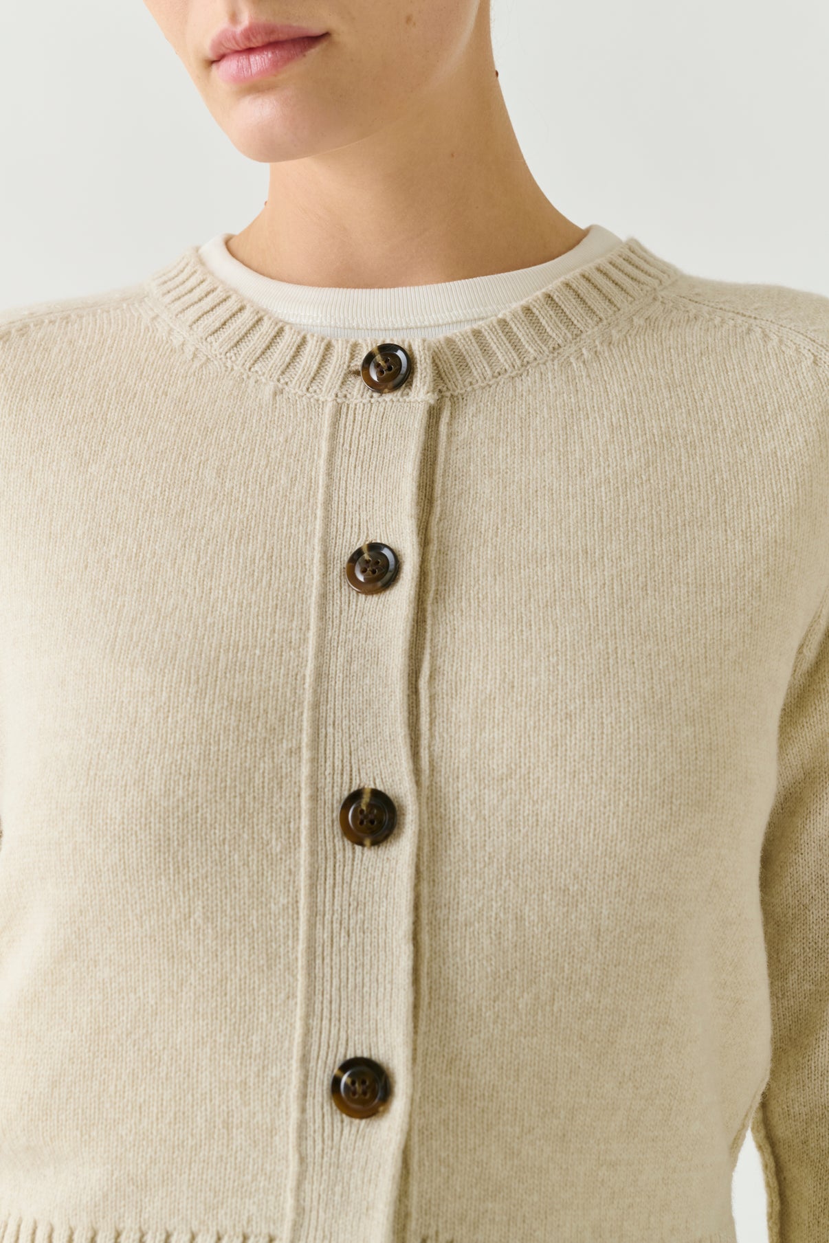 Cárdigan Virginia - Crudo jaspeado - Lana merino - Mujer vue 4