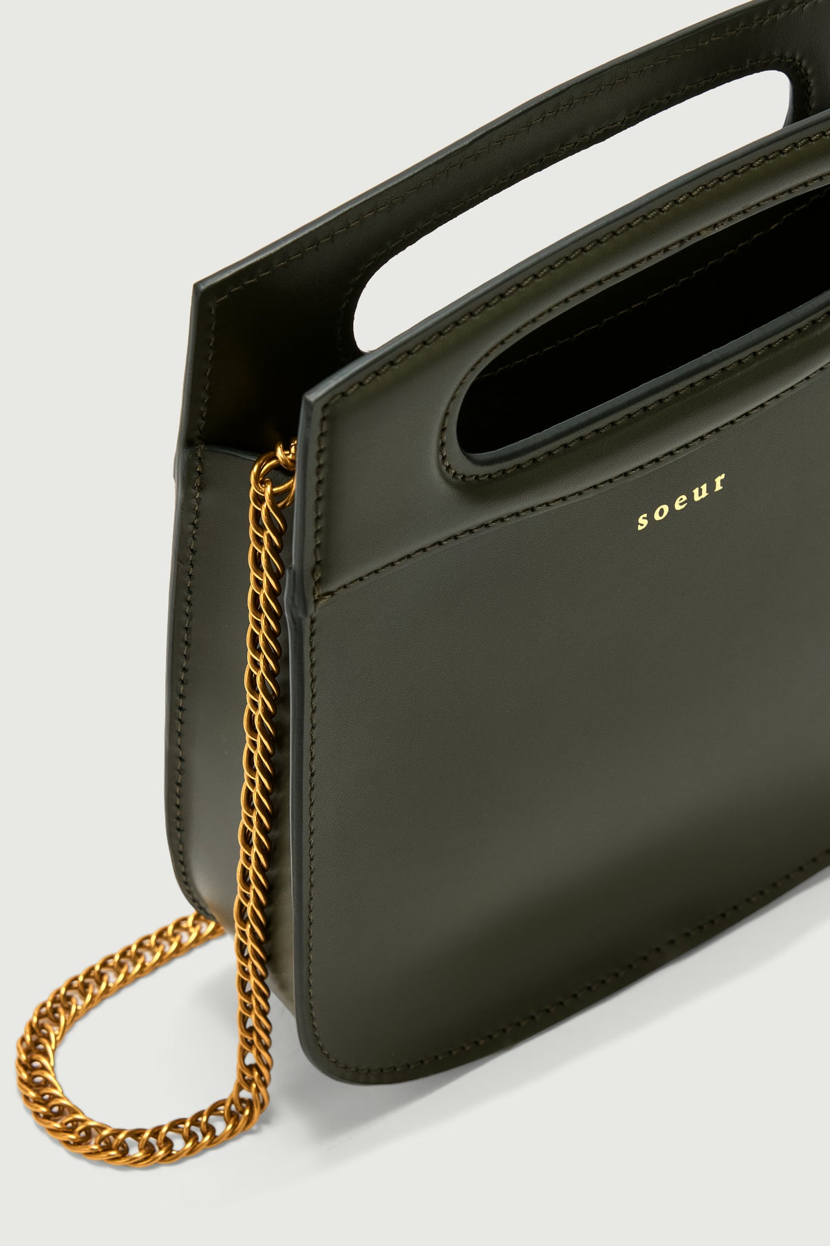 Sac Cheri Mini - Vert Militaire - Cuir - Femme vue 4