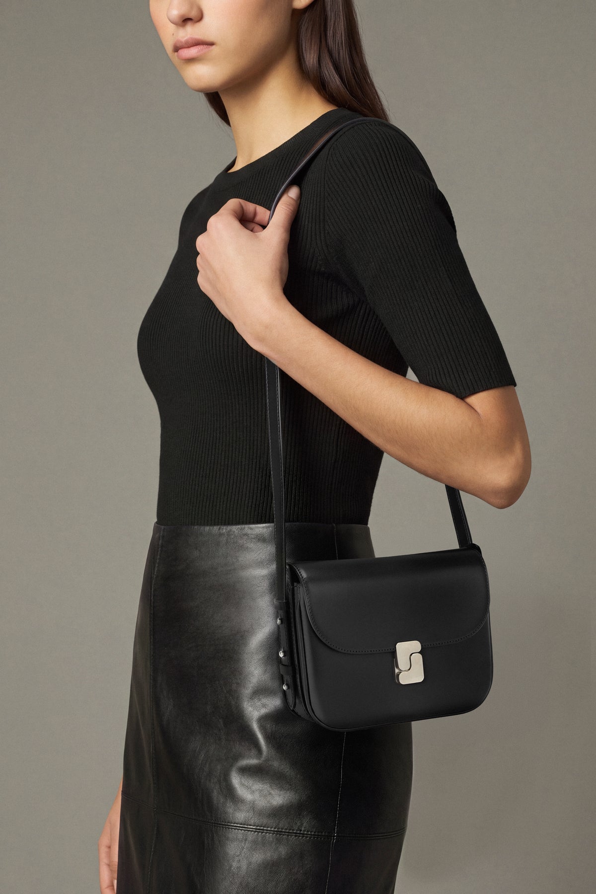 Bolso Bellissima Mini - Negro Piel Box Hebilla S - Soeur vue 2